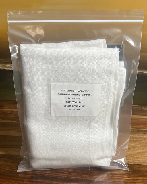 Restoration Hardware Sheer Belgian Linen Drapery RP 50" x 84" Optic White $159