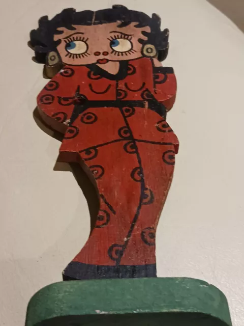 Betty Boop Hand Carved Wood Folk Art Statue 11"