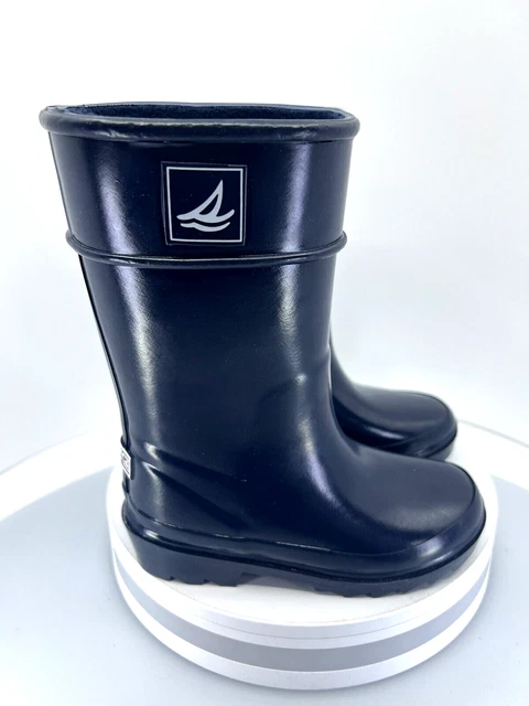 Sperry Top-Sider Boys Size 10M Pelican Navy Blue Waterproof Rubber Rain Boots