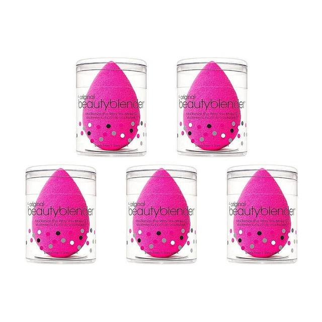 5x Aplicador de esponja de maquillaje mezcla de belleza Base libre de látex Puff rosa rojo