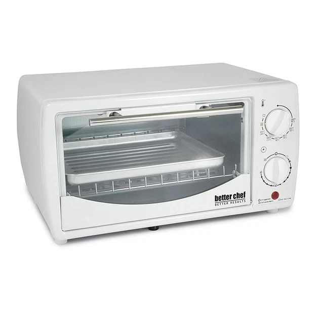 Better Chef Basic Toaster Oven | 4-Slice | 60-Minute Timer | Slide Out Rack |