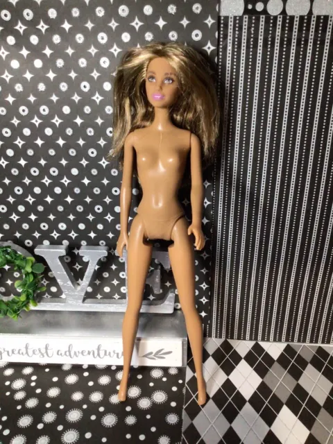Nude  Barbie Doll AA Latina AA Fashionistas Body Gorgeous,Long Hair Hilights