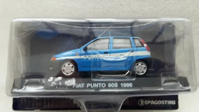 Deagostini Presse Fiat Punto 60S 5 Portes Policia Bleu 1996 Neuf + Blister Serti