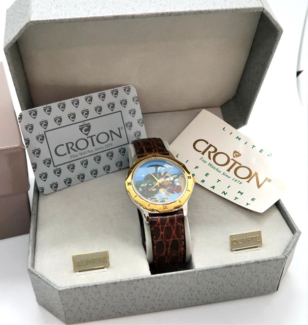 ANDRE GIROUD BY Croton Brown Dial Light Brown Leather Strap Mens
