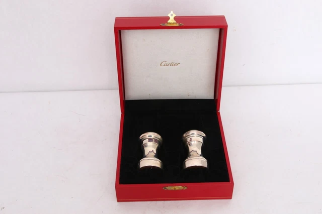 Cartier Sterling Silver Salt Pepper Shaker In Presentation Case - Never Used