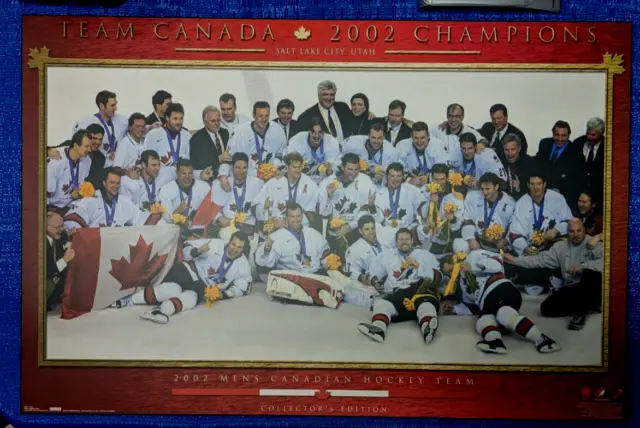 TEAM CANADA 2002 OLYMPICS GOLD MEDAL LAMINATED TEAM PHOTO 24 x 36 inches