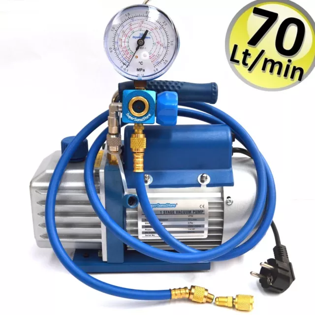 3S Vakuumpumpe 70 LT KLIMA + KÄLTEMANOMETER R32 R410A R407C R134A klimaanlage