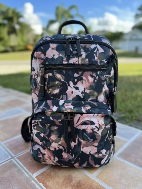 TUMI Hilden Women's Laptop Backpack Pink Dusty Rose Floral Travel Carry-On Bag