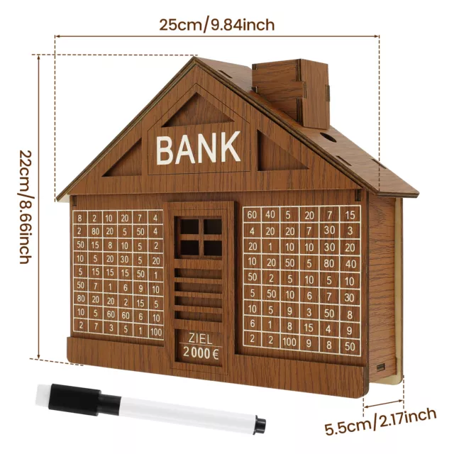 Wood Piggy Bank Retro Money Storage Box with Counter Creative House-Shape ZhCvl