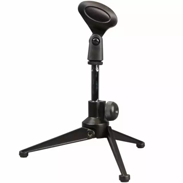 Soundlab Mini Desktop Table Foldable Portable Microphone Stand + Black Mic Clip