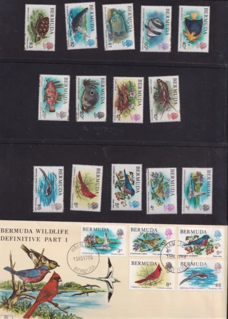 Bermuda 1978 Definitives Birds Fish Marine Life whale choice of stamps FDC