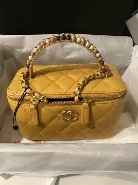 Chanel AP2198B06660 Small Vanity Case Yellow / NG754 Calfskin Shoulder Bags GHW