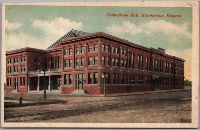 Hutchinson, Kansas Postcard "Convention Hall" Building / Street View c1920s