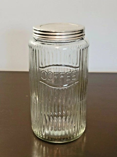 Antique Hoosier Coffee Mission Storage 8" Tall Canister Jar & Lid w/Chip #S