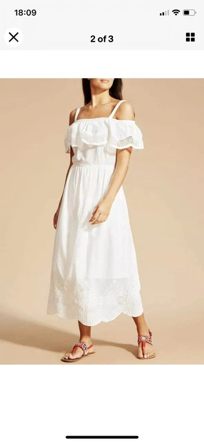 FALMER HERITAGE WHITE Embroidered Broderie Anglaise Midi Summer