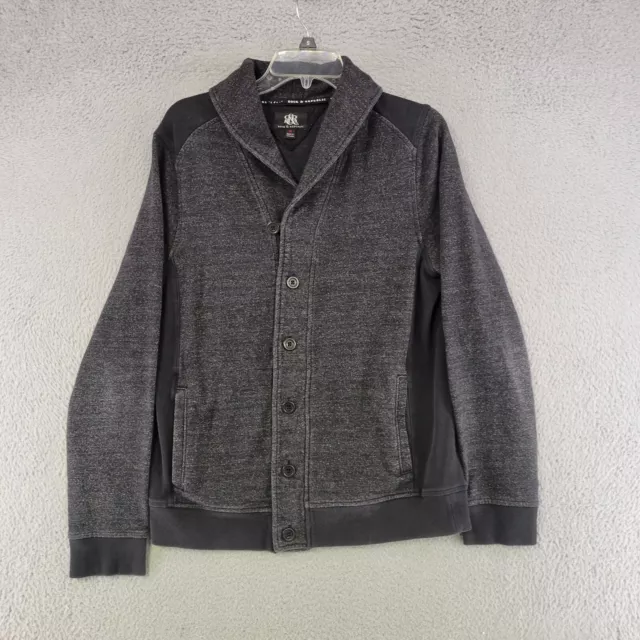 Rock Republic Sweater Mens M Medium Dark Gray Cardigan Shawl Neck Button Up