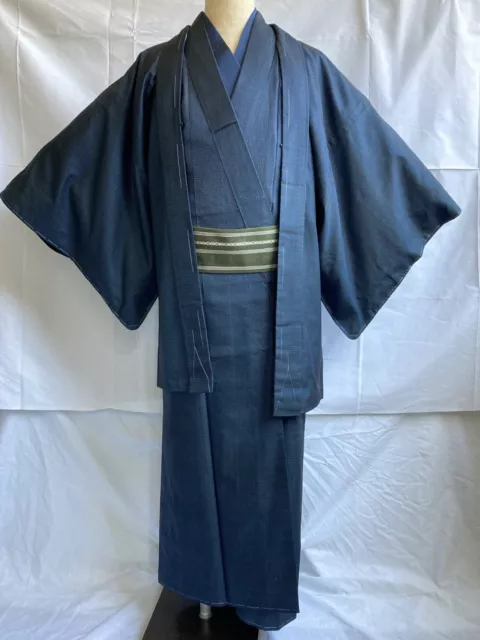 Vintage Japanese Mens Silk Kimono set - Antique Japanese Kimono and Haori