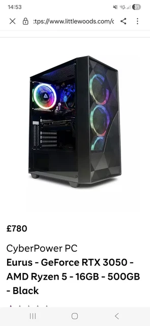 CYBERPOWERPC RYZEN Gaming PC RTX 3060 16GB RAM 1TB RGB