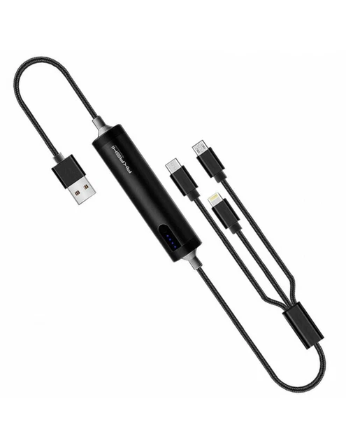 Câble USB 3 en 1 avec fonction batterie de secours 2600 mAh - Akashi