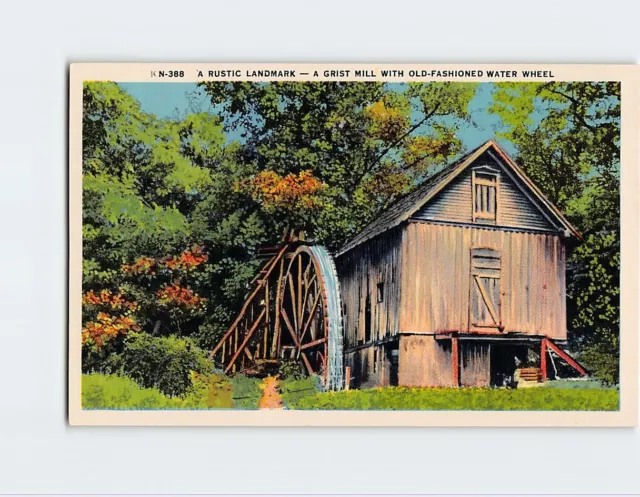 Postcard A Rustic Landmark - A Grist Mill With Old-Fashioned Water Wheel, N. C.