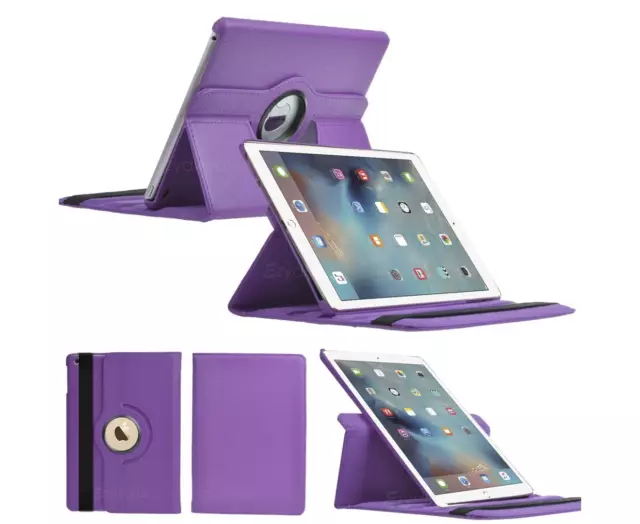 Purple 360°Rotating Smart Wake up Flip Leather Case Cover for New Apple Ipad ...