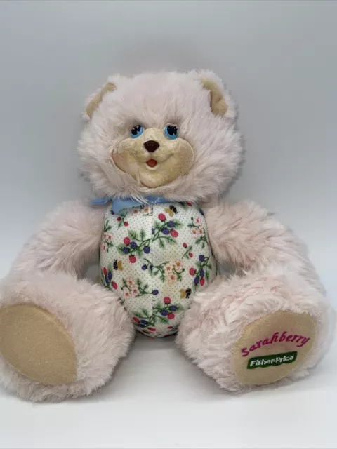 Vtg 1998 Fisher Price Briarberry Collection Pink Sarahberry Bear Plush Hard Face