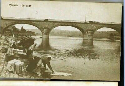 REMICH LUXEMBOURG 1918 POSTCARD VIEW MOSELLE BRIDGE w US SOLDIERS MAIL
