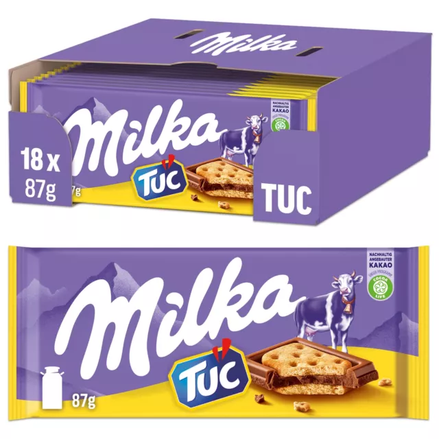 18 x 87 g cioccolato latte TUC latte alpino cracker delicatamente fuso NUOVO MHD 6/24
