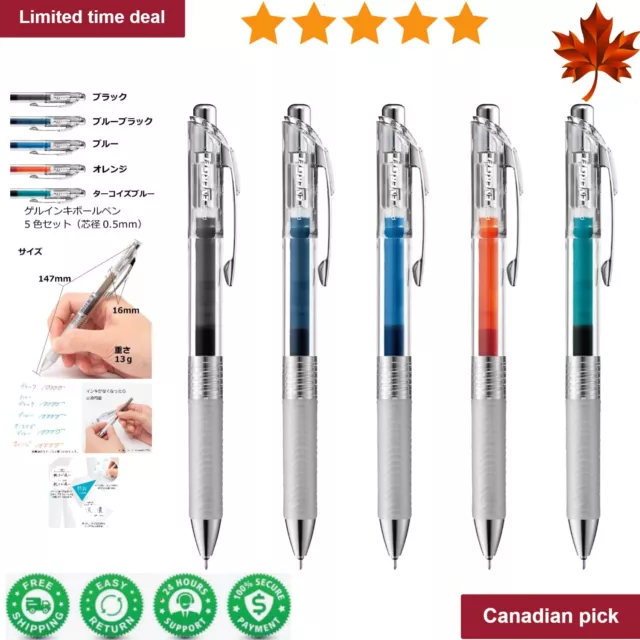 Premium High-Quality Gel Ink Ballpoint Pens - Assorted Colors - 5 Count Pack