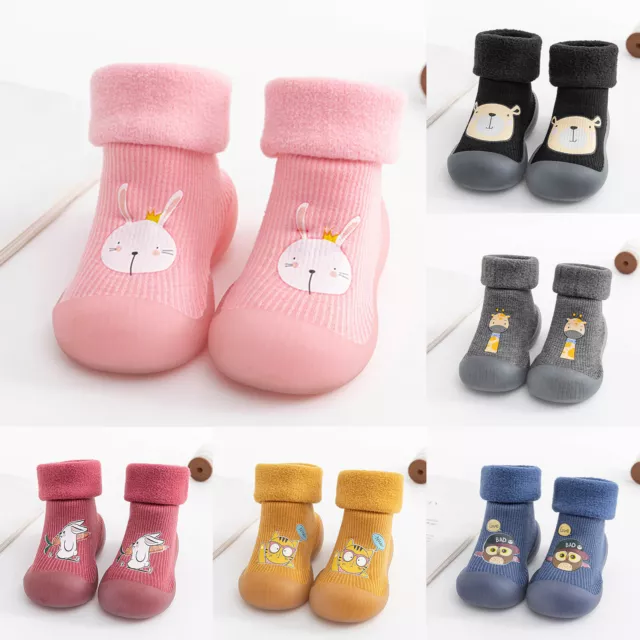 Kid Baby Girl Boy Toddler Cute Anti-slip Slippers Socks Winter Warm Cotton Shoes