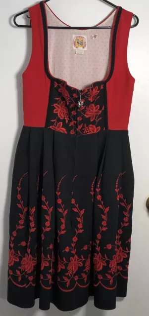 VTG Embroidered Floral Oktoberfest Dirndl Dress Licht Trachtenhaus Size 12