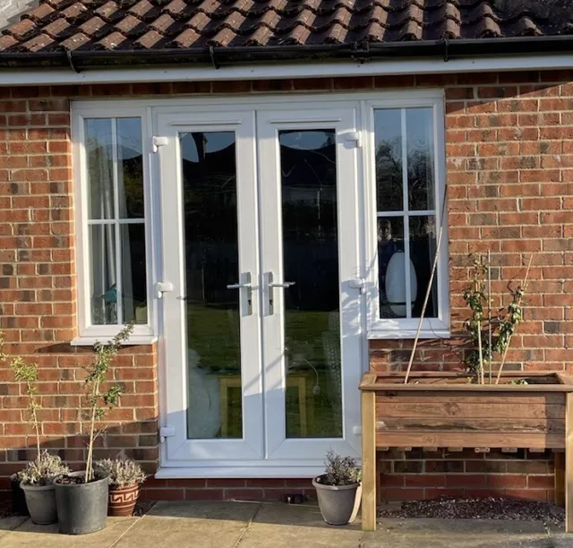 White UPVC French Doors With Side Windows