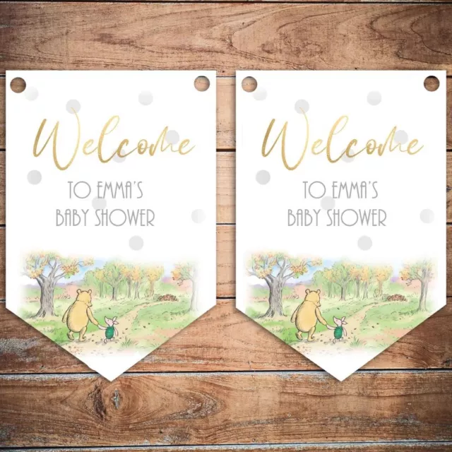 Winnie The Pooh Baby Shower Bunting, Personalised Baby Shower Banner