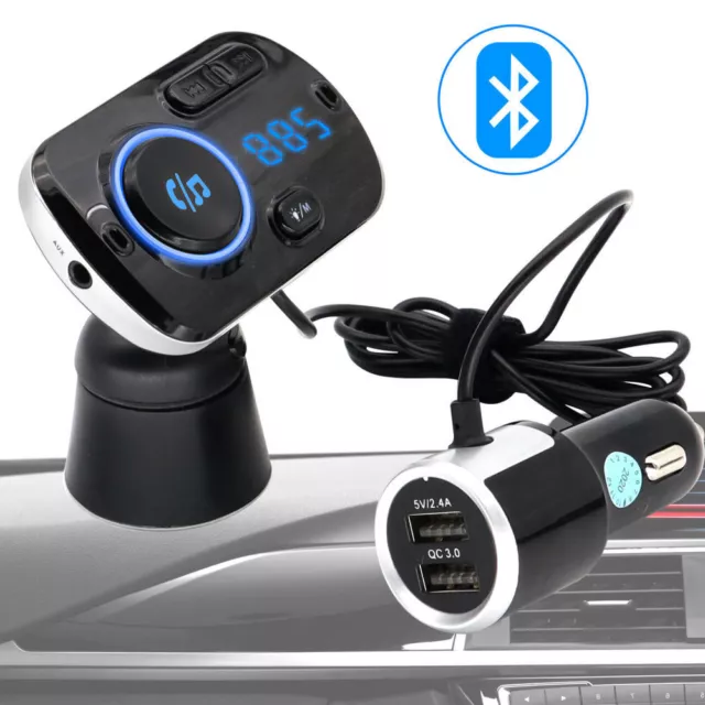 Car Bluetooth Wireless FM Transmitter 2 USB Charger MP3 Player AUX Handsfree Kit