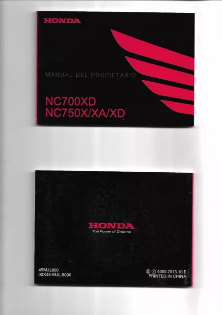 Manual del propietario HONDA NC700XD NC 750X/XA/XD  2013  ENVIO GRATIS  MUNDO