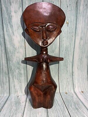 Vintage Ashanti Fertility doll Carved Wooden statue Asante Ghana Tribal Art
