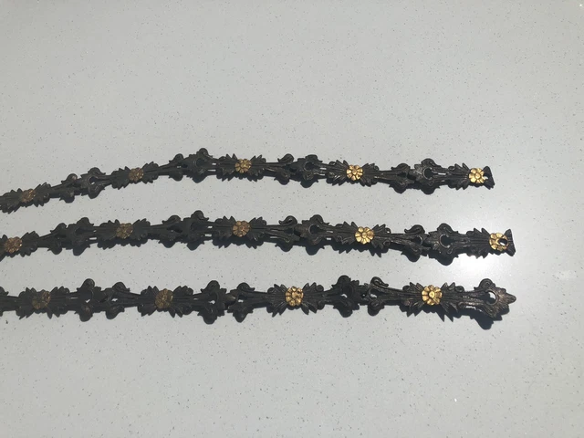 Victorian French Ormolu Style Mix Metal Swag Trim Salvage - Set Of 3