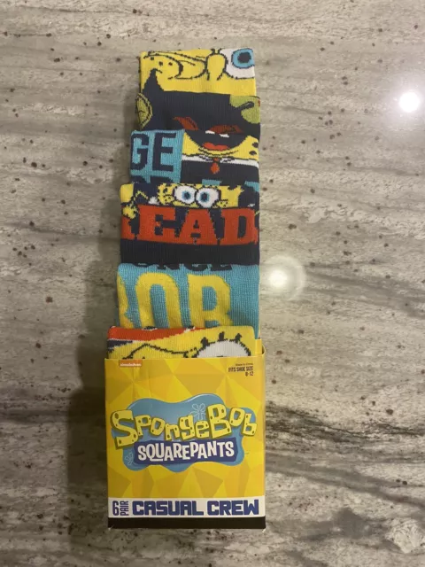 SpongeBob SQUAREPANTS movie Patrick Men’s NEW 6 Pair CREW SOCKS SIZE 8-12 logo