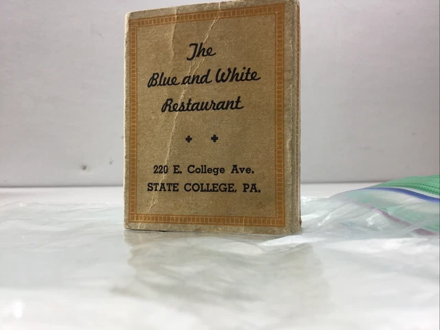Vntg. PSU Alumni The Blue and White Restaurant 220 E. College TAVERN Rap A Pak