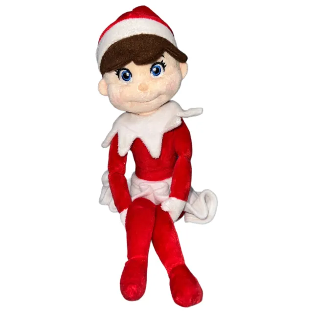 Elf on the Shelf Plush Girl Doll Blue Eyes Brown Hair Stuffed Toy 14” Christmas
