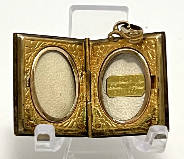 Antique Hayward Gold Filled GF Book Locket Pendant Charm