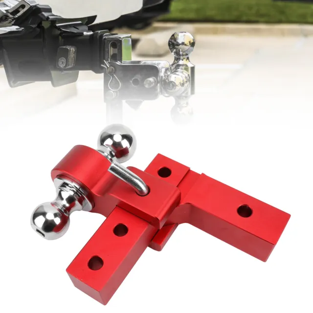 Red Towing Trailer Hitch Mount With Dual Balls Lock Pins 6in Drop Aluminum For
