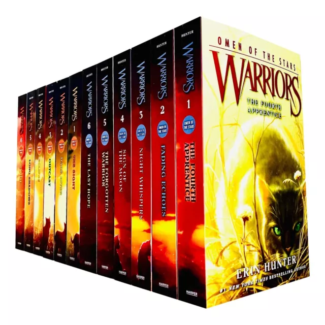 Warrior Cats Volume 13-24 Books Collection Set Power of Three, Omen Of The Stars