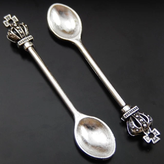 Weinlese Silber Ton Legierung Schmuck Kunst Löffel Form Anhänger Charme 12 stk