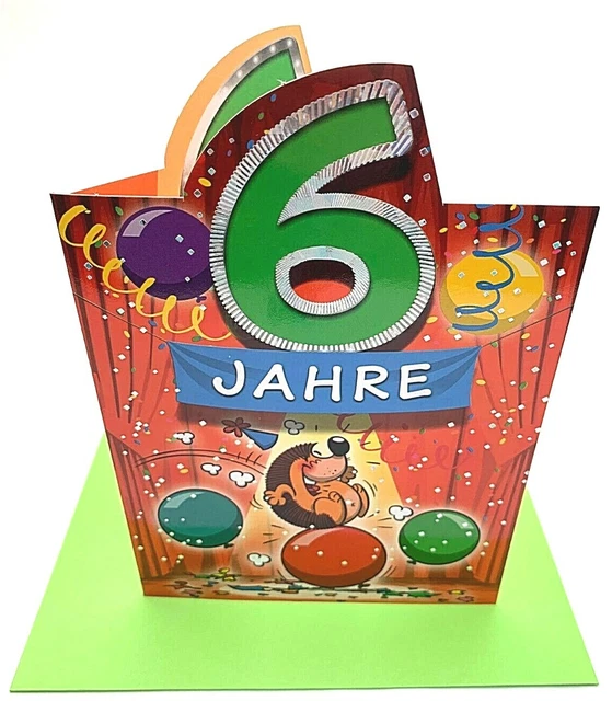 GEBURTSTAGSKARTE 6 GEBURTSTAG 6 Jahre Karte sechs Geburtstag