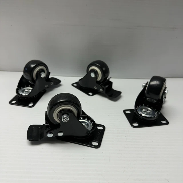 4 Pack Heavy Duty 2” Swivel Plate Caster Wheels Polyurethane With Brakes US