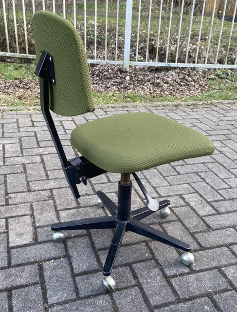 DDR Retro Vintage Hocker Stuhl Bürostuhl Drehstuhl Alt Rarität  Grün Mid Century