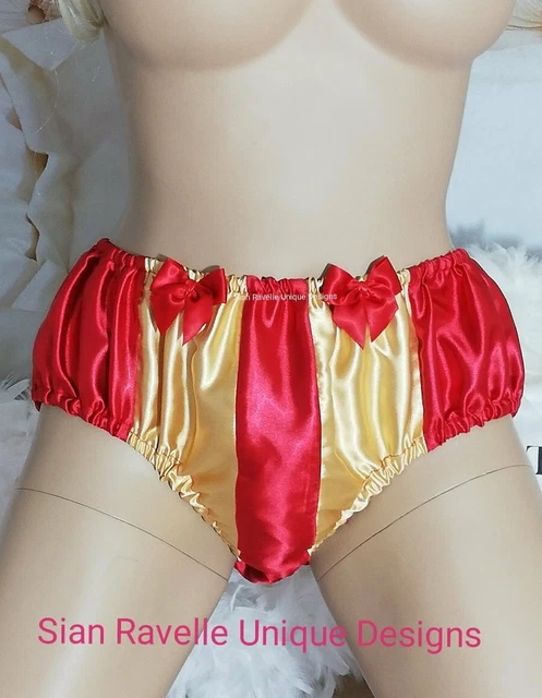 SIAN RAVELLE RED GOLD SATIN SISSY MAID WENCH FULL PANTIES SEXY sian-ravelle-red-gold-satin-sissy-maid-wench-full-panties-sexy