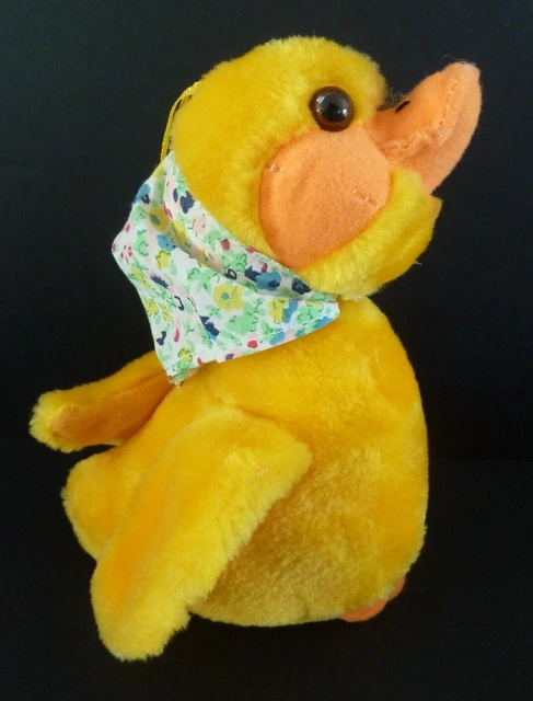 F2. DOUDOU PELUCHE SANDY oiseau poussin canard jaune orange fichu 21cm ET NEUF *