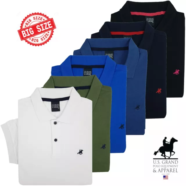 Maglia a Polo Uomo Manica Corta 100% Puro Cotone Taglie Forti 3XL 4XL 5XL 6XL